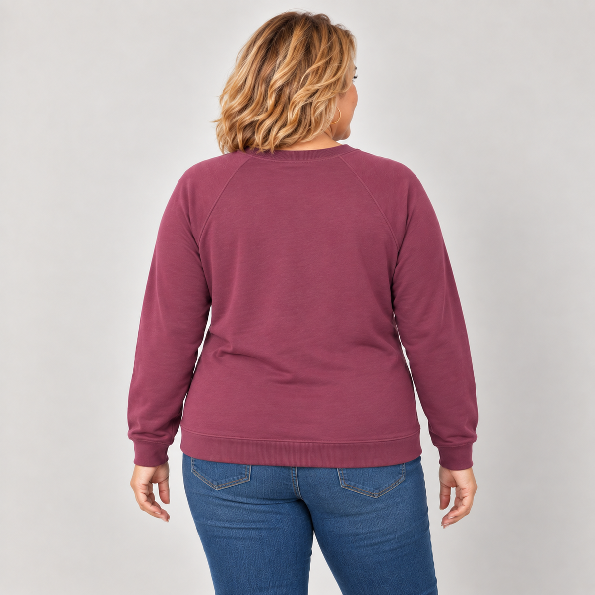 French Terry floral lace pullover back view