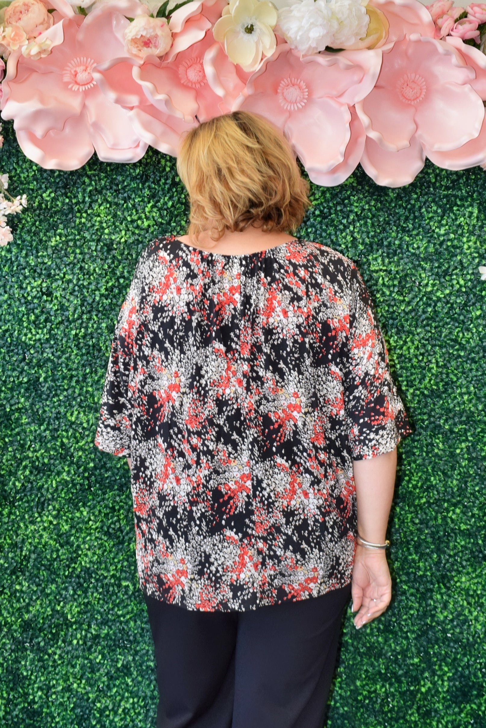 Dear Scarlett Berry & Black Print Top