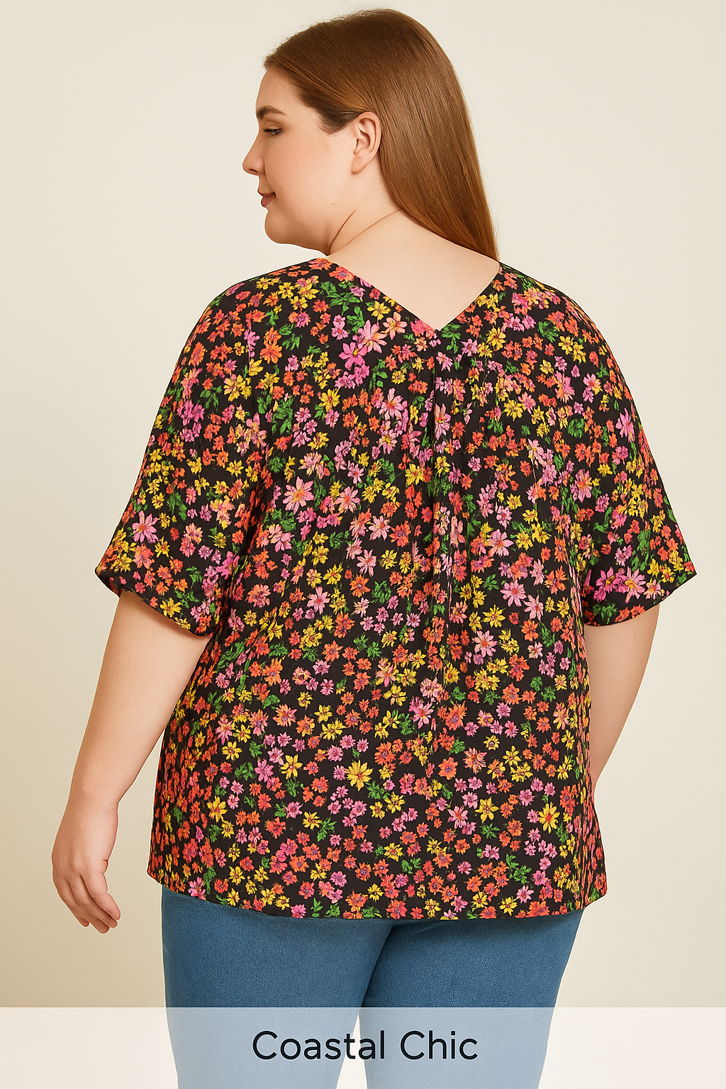 Plus Size Black Floral Top