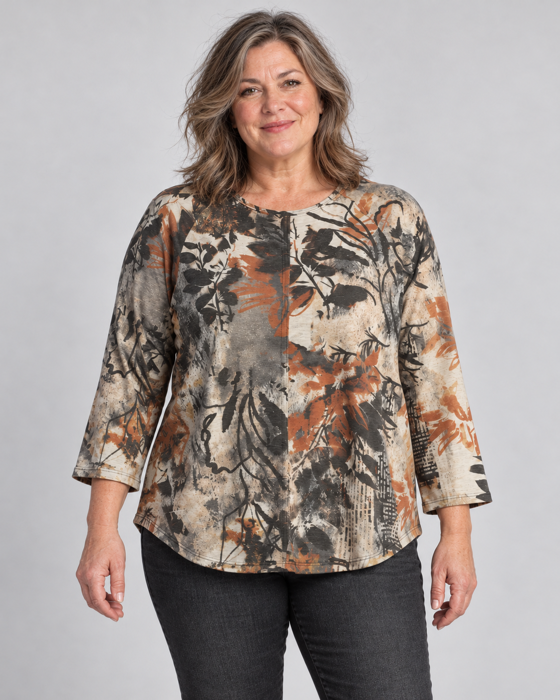 Nostalgia Botanical Print 3/4 Sleeve Top