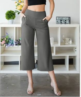 Cropped Straight-Leg Pants with Pockets