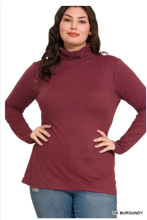 Brushed Microfiber Mock Neck Top