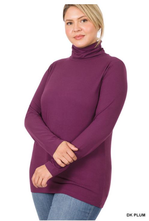Brushed Microfiber Mock Neck Top