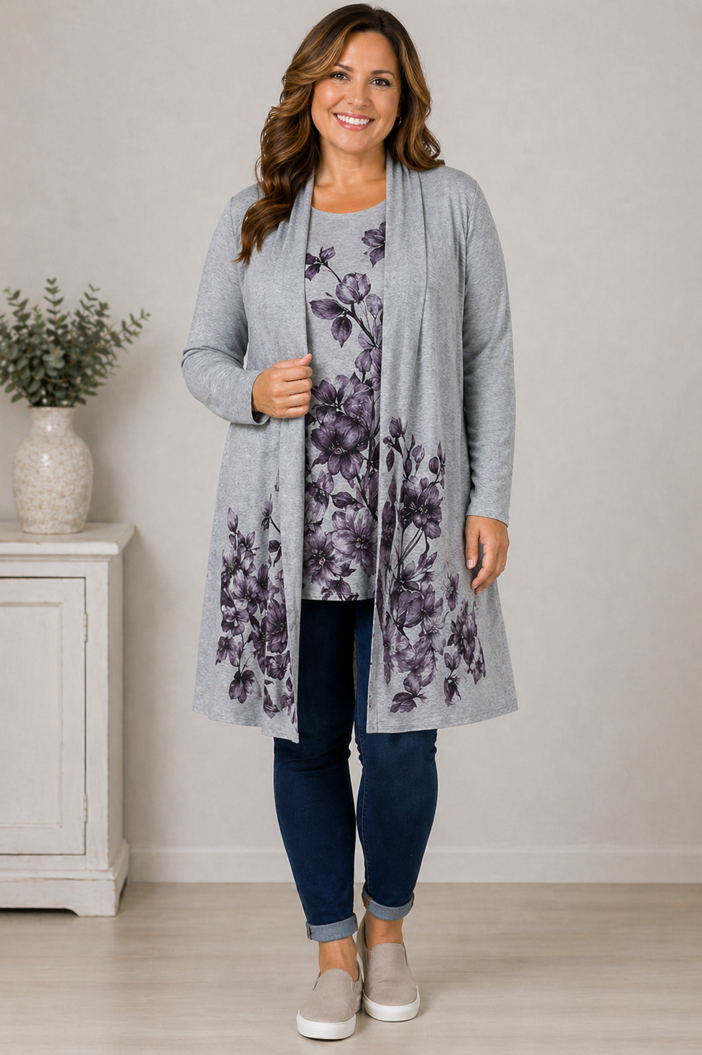 Floral Duster Cardigan front view