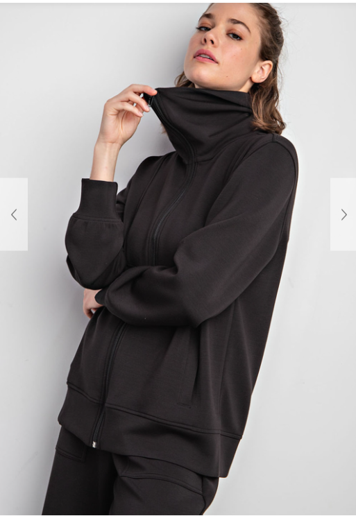 Plus Black Modal Zip-Front Jacket