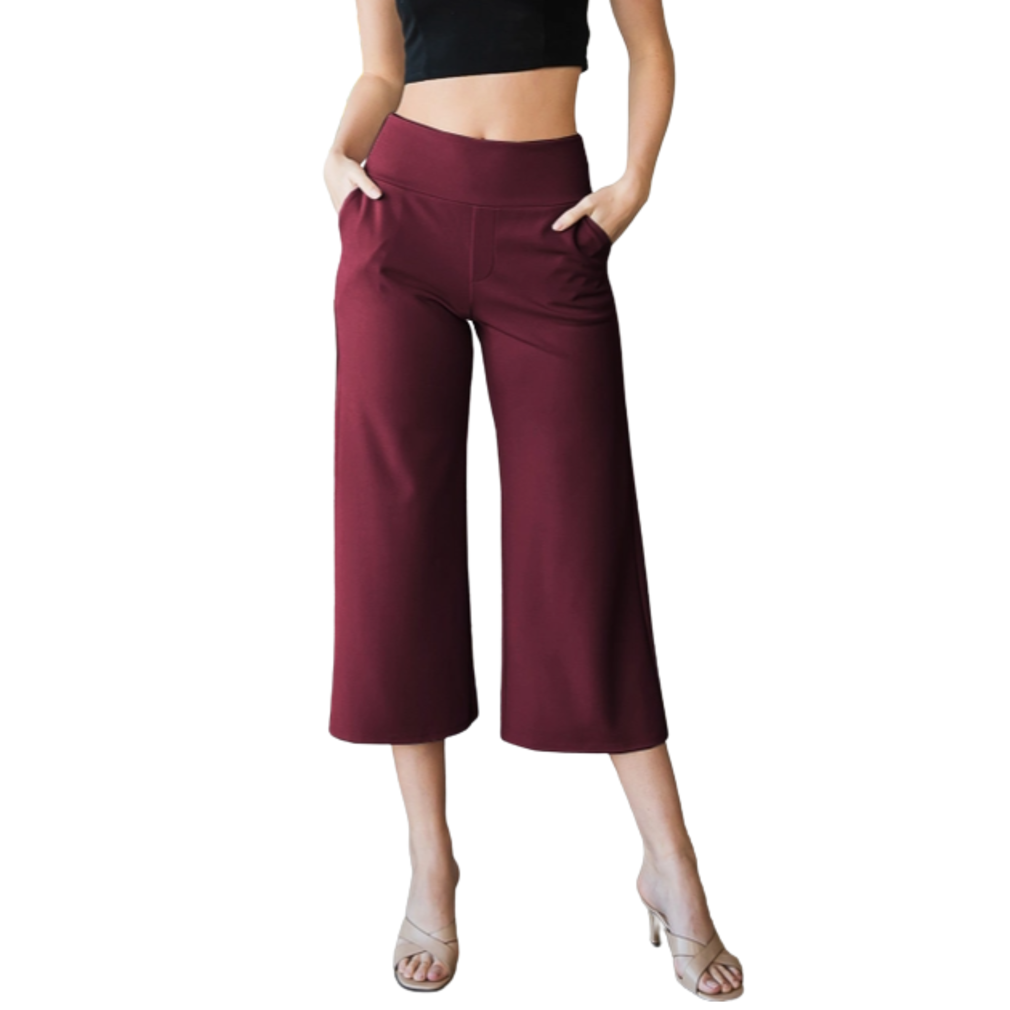 Petite Pull-On Crepe Culottes | Women's Cropped Wide Leg Pants