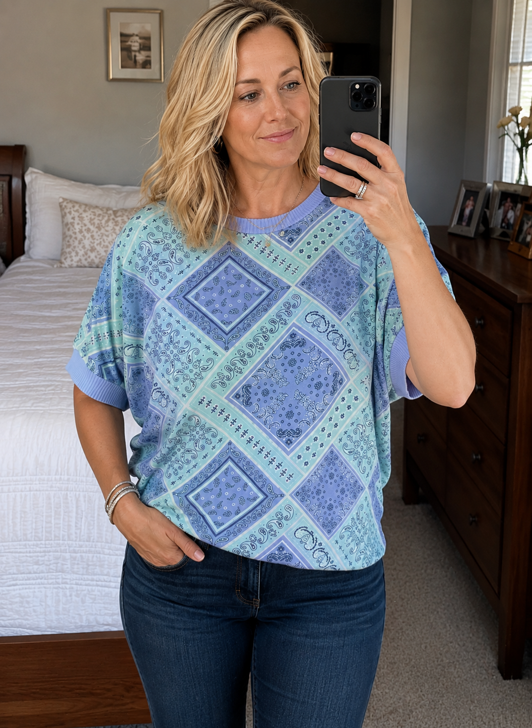Silky Paisley Patchwork Top
