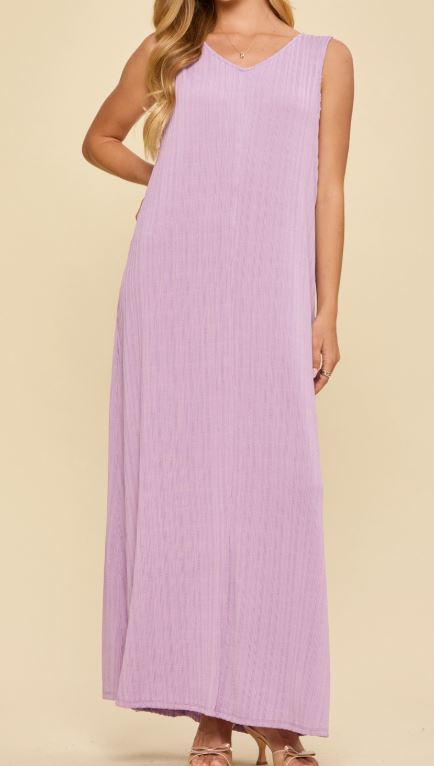 Flowy Textured Sleeveless Maxi Dress for Women