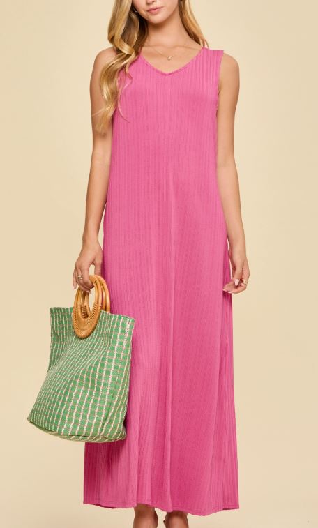 Flowy Textured Sleeveless Maxi Dress for Women