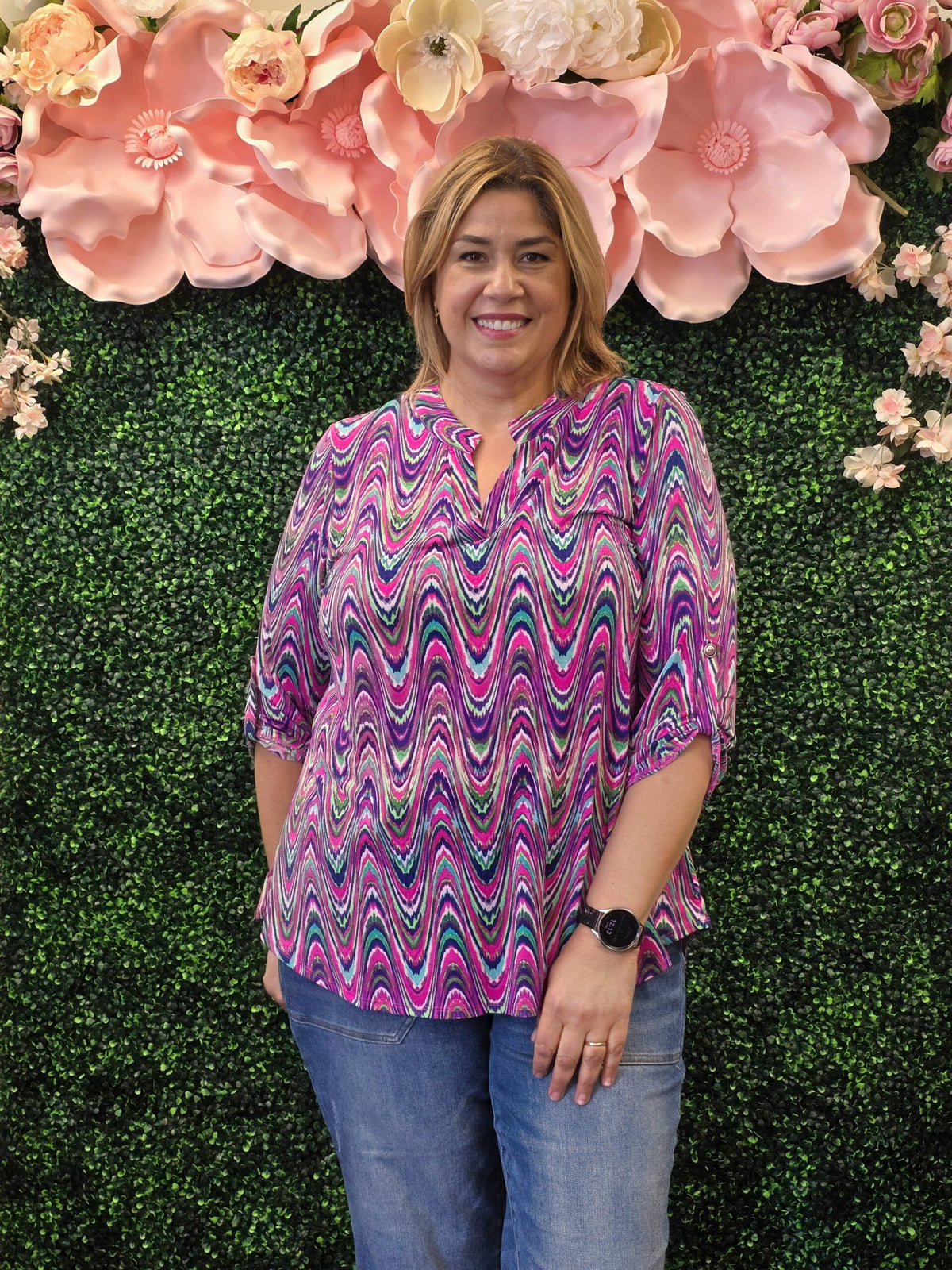 Plus Size Spring Chevron Lizzy Top