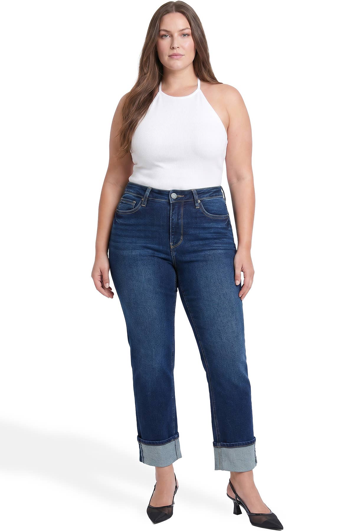 Plus Dylan Cuffed Straight Leg Jeans-ZP060500