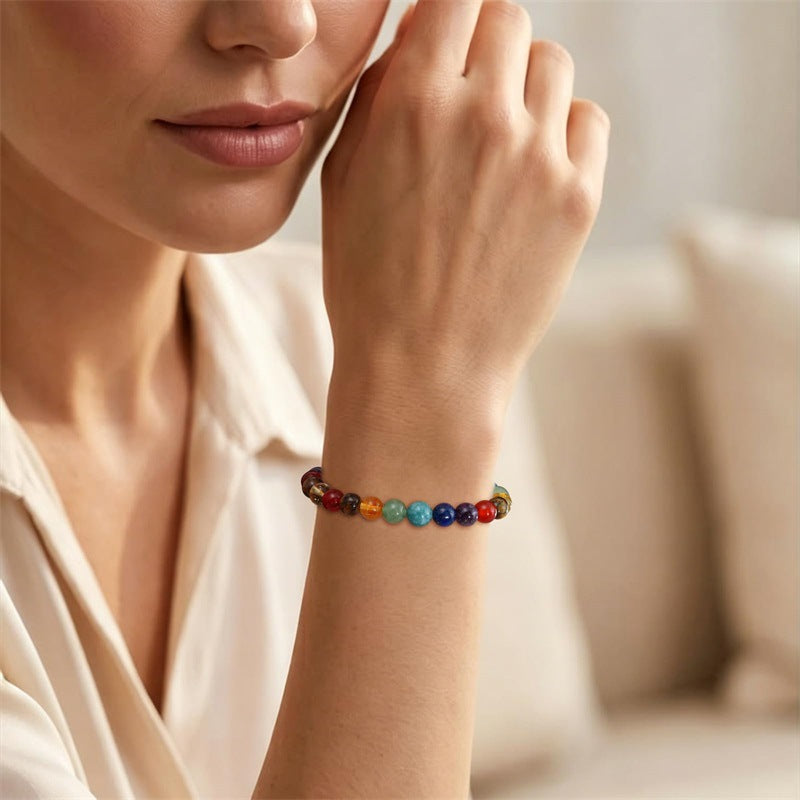 Seven Chakra Beaded Stretch Bracelet