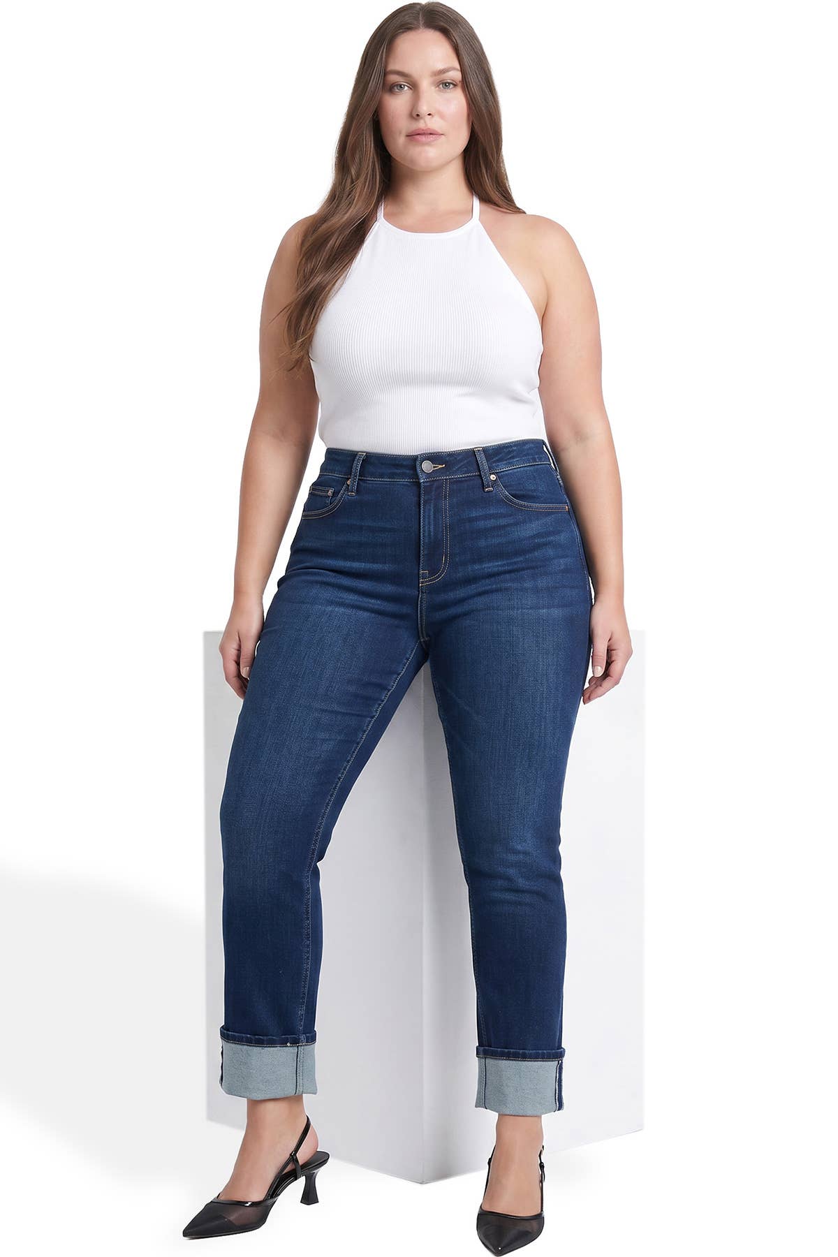 Plus Dylan Cuffed Straight Leg Jeans-ZP060500