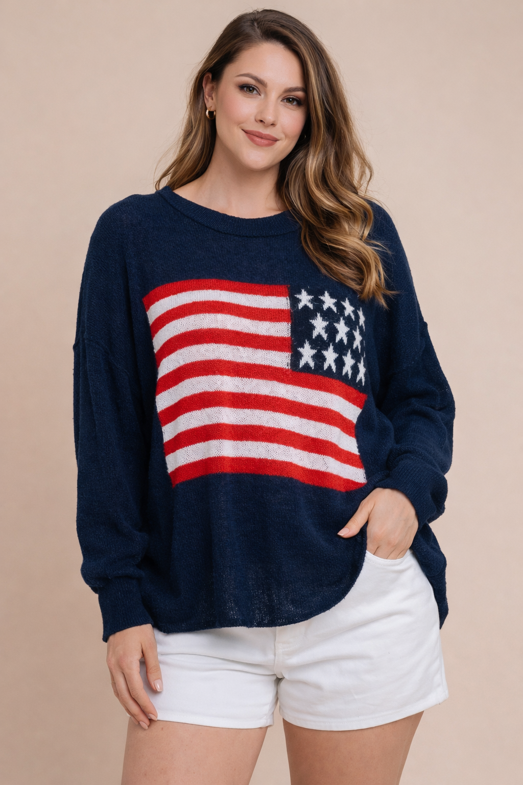 Women's American Flag Lightweight Summer Sweater