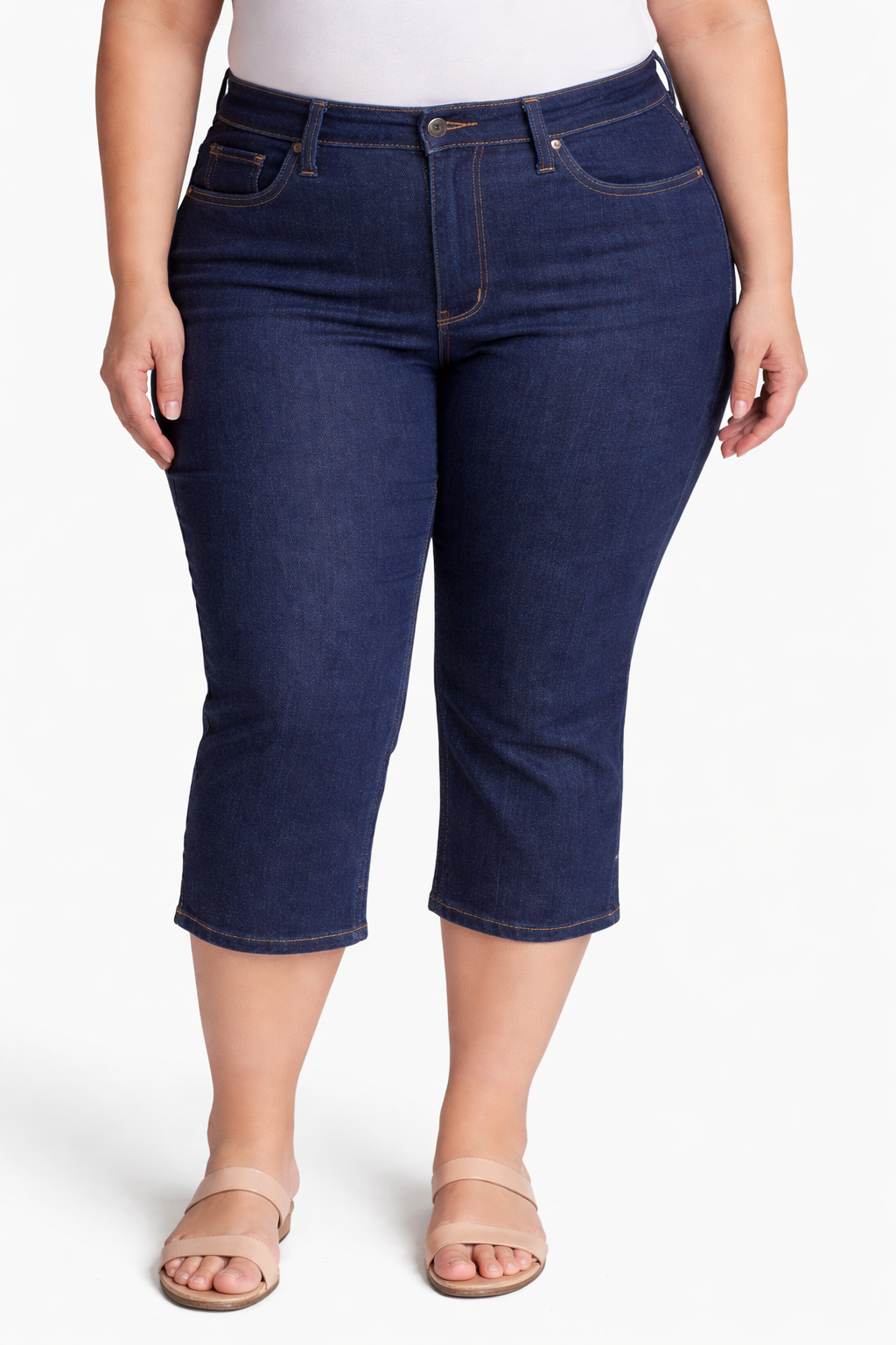 Plus Size Mid Size Essential Denim Capri Sizes 7-24W