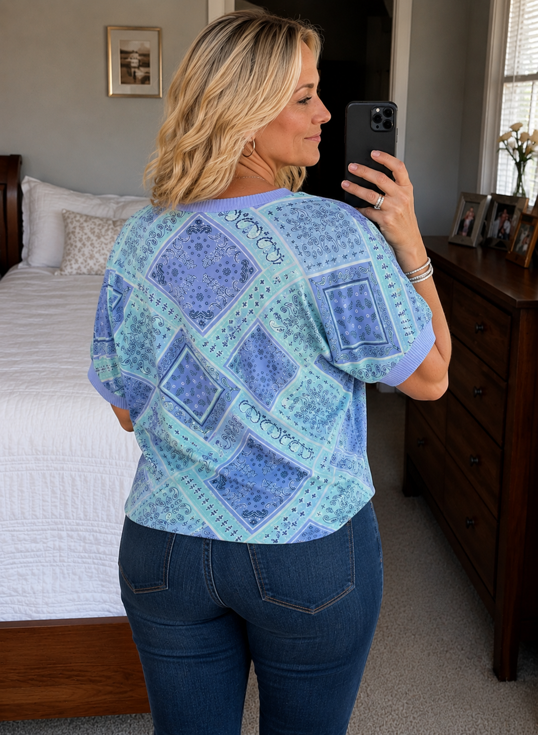 Silky Paisley Patchwork Top
