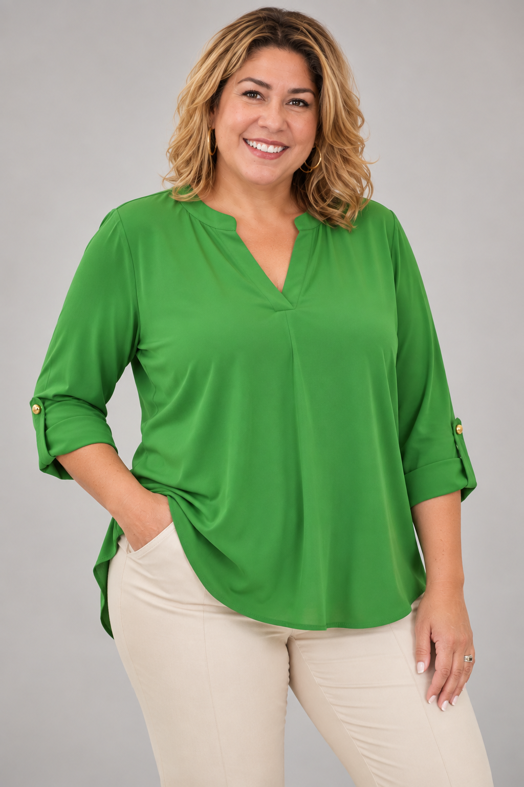 Dear Scarlett Kelly Green Lizzy 3/4 Sleeve Top