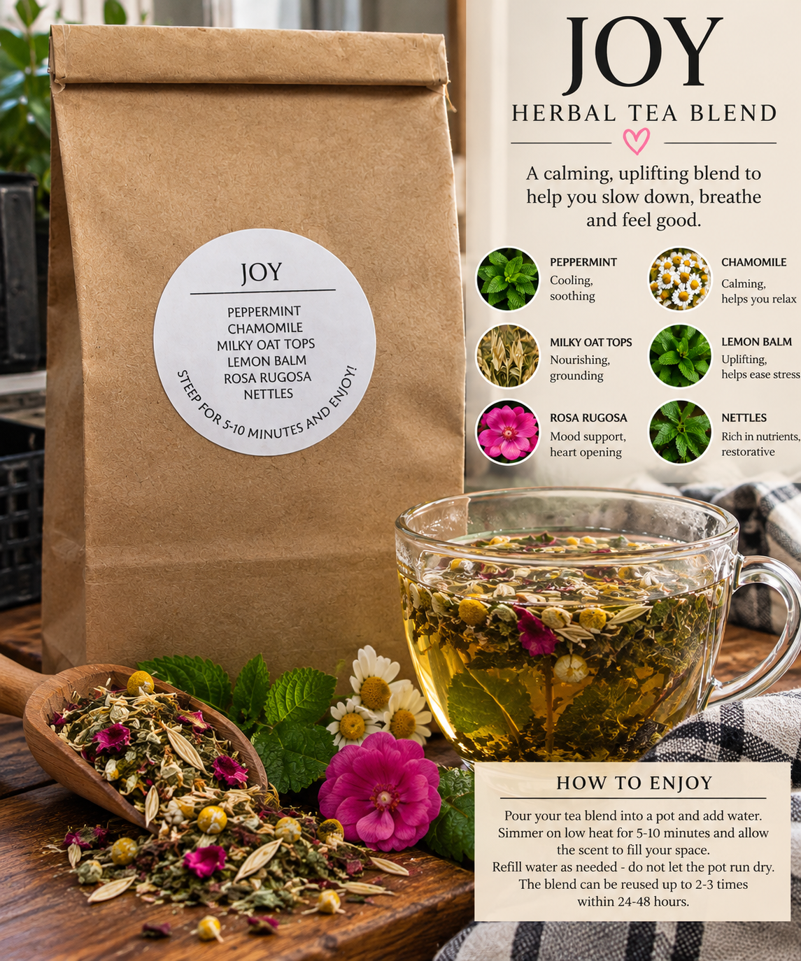 Herbal Tea Blends | Joy & Immunitea | 10 Tea Bags