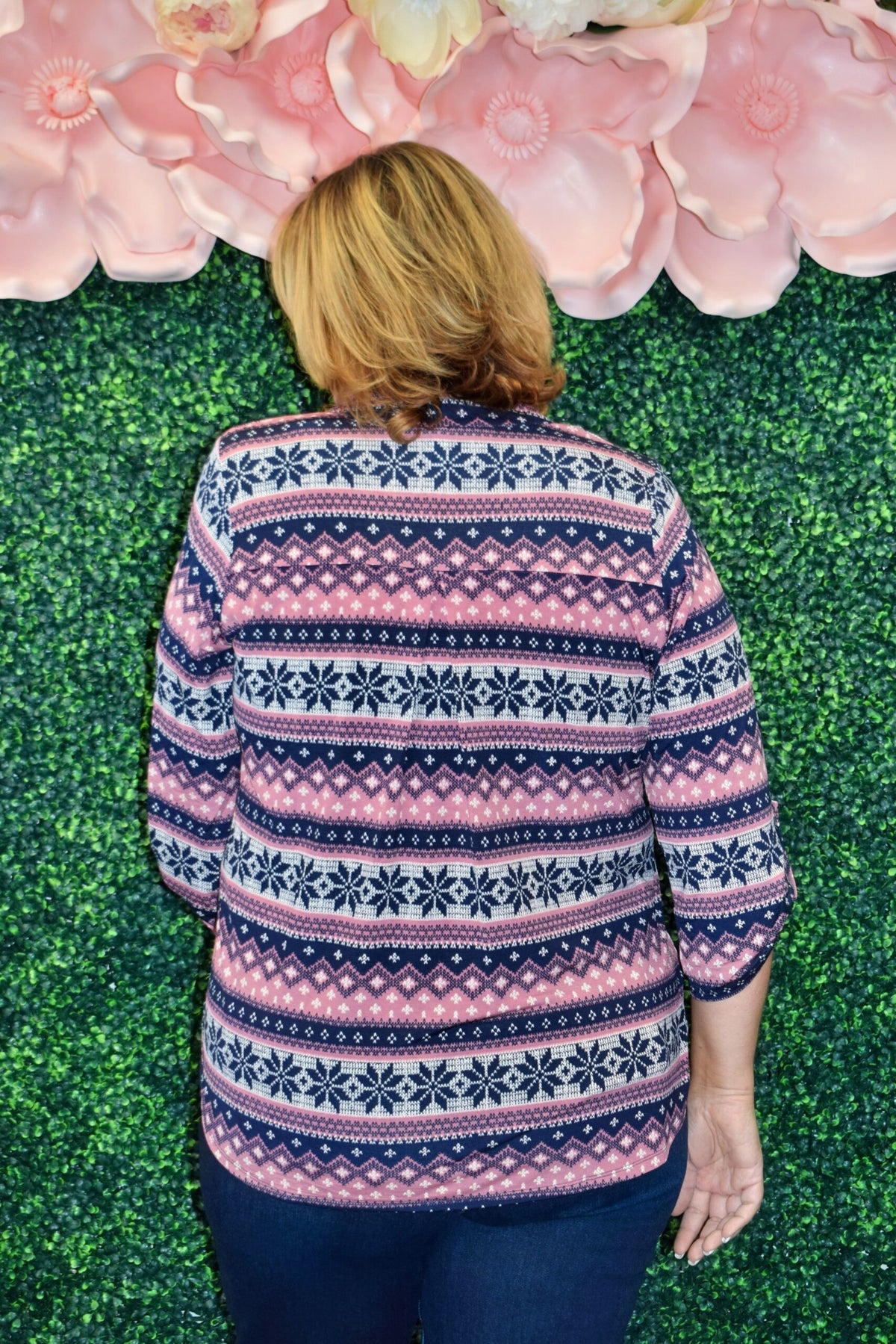 Dear Scarlett Noelle Lizzy Top – Fair Isle Print Wrinkle-Free Top | S–3X