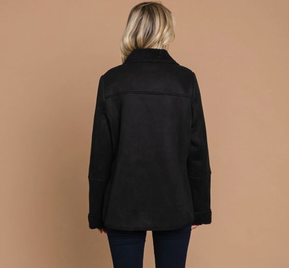 Plus/Mid Size Faux Seude Shearling Jacket