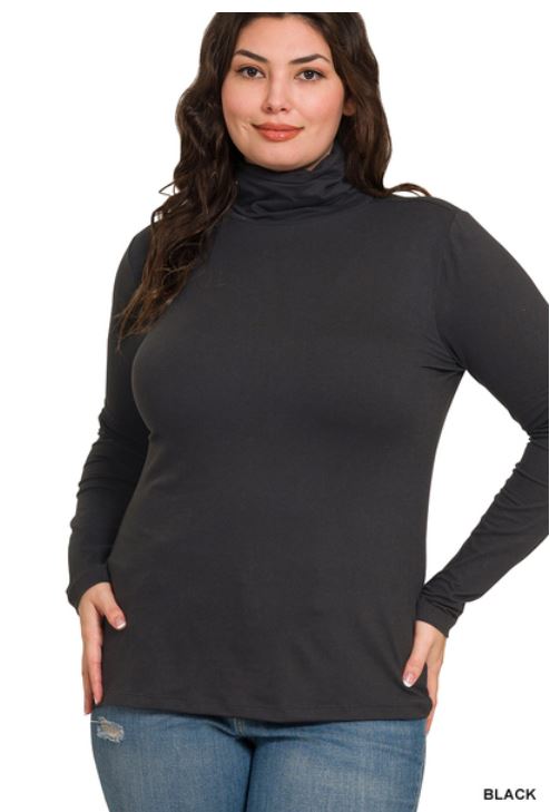 Brushed Microfiber Mock Neck Top