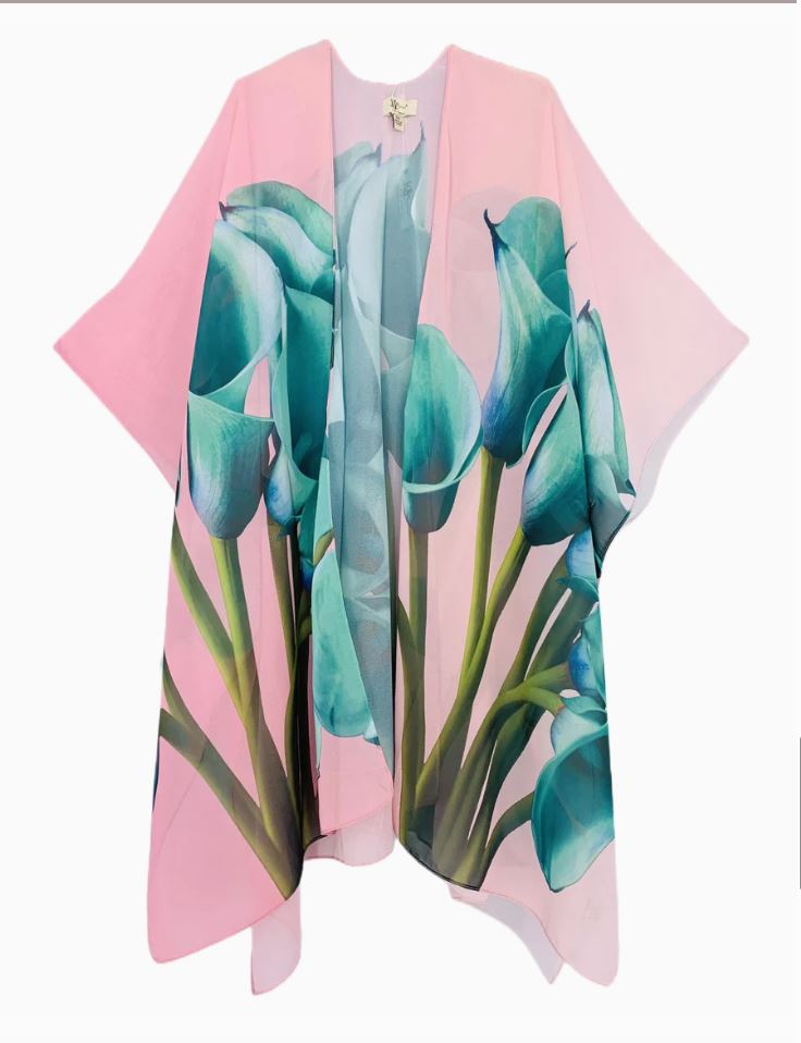 One Size Pink Calla-Lilly Kimono