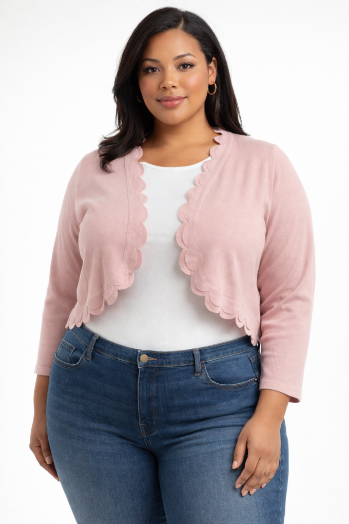 Women's Cropped Scalloped Edge Shrug