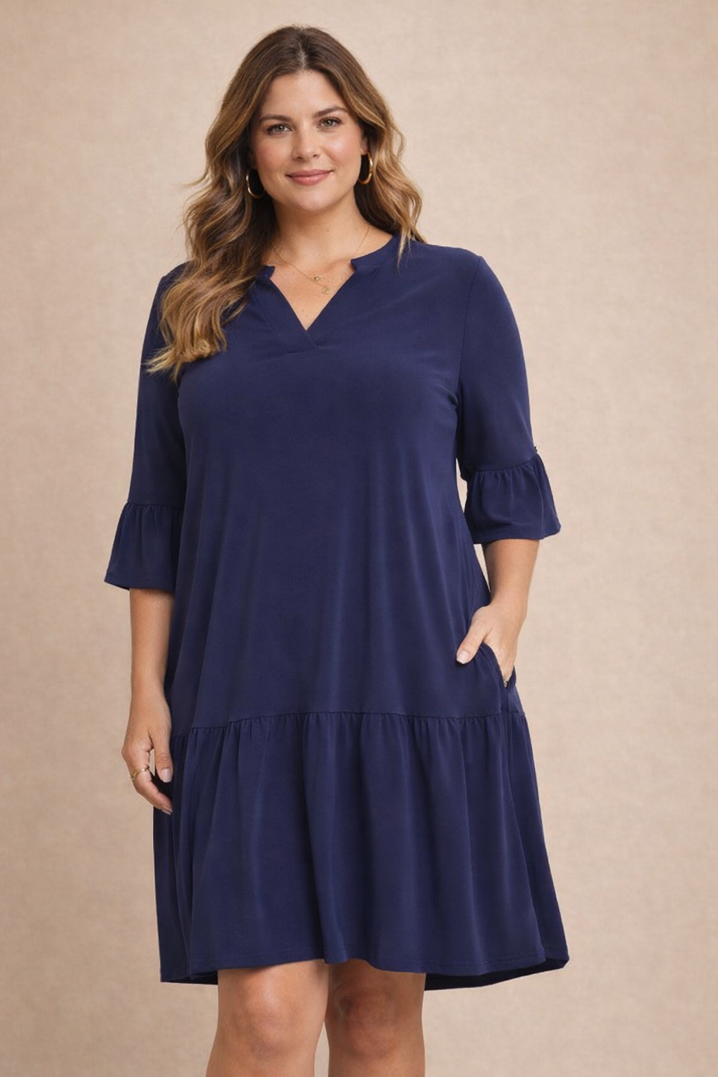 Dear Scarlett Solid Sunday Dress Navy