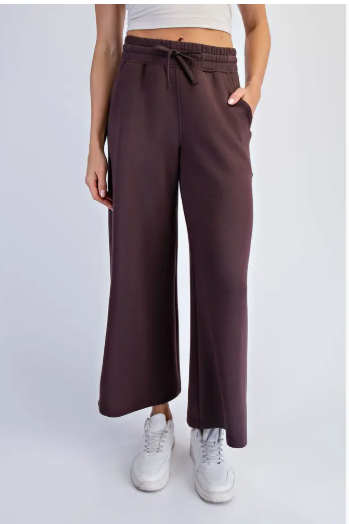 Fall Cropped Wide Leg Scuba Pants | High-Rise Pull-On Pants