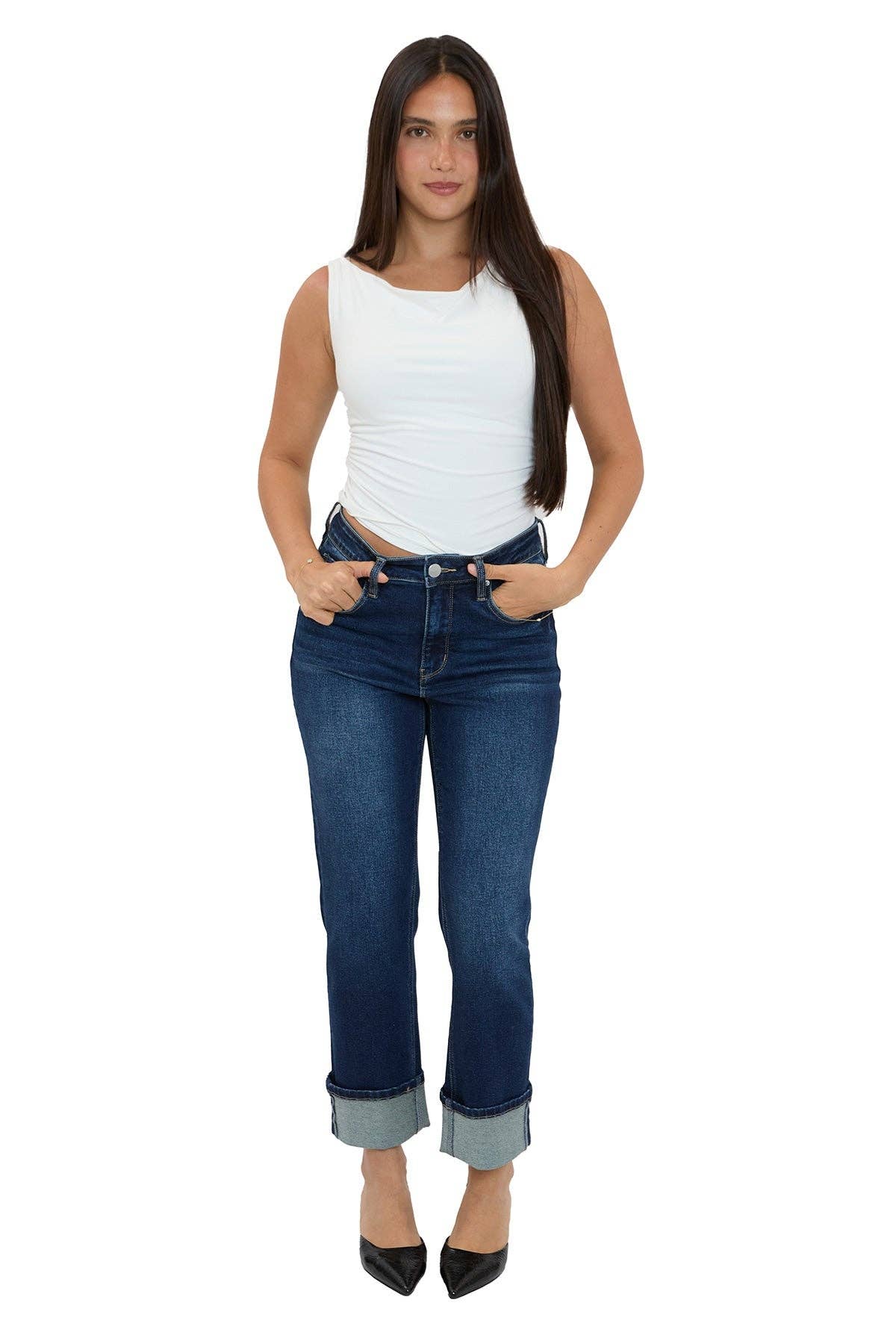 Dylan Cuffed Straight Leg Jeans-RP060500