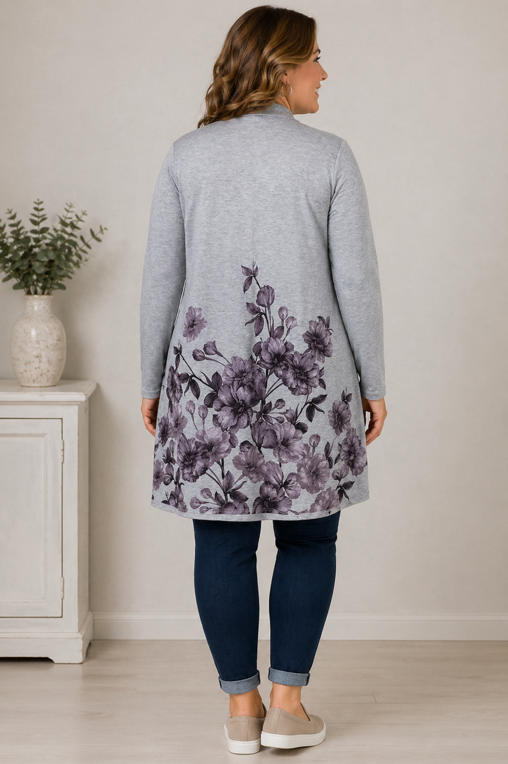 Floral Duster Cardigan back view