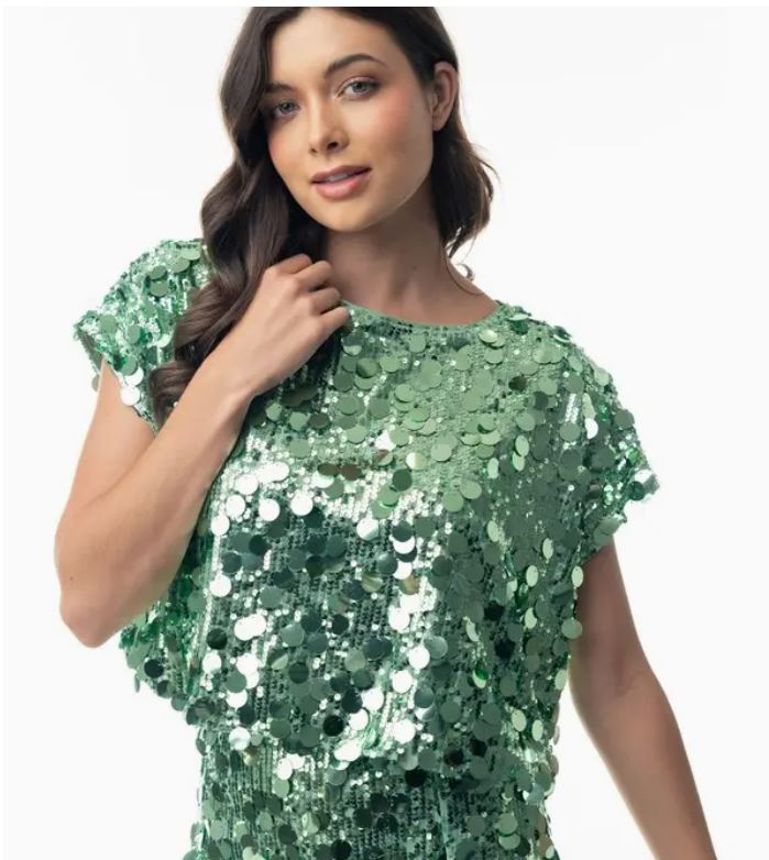 Sequin Short Sleeve Top