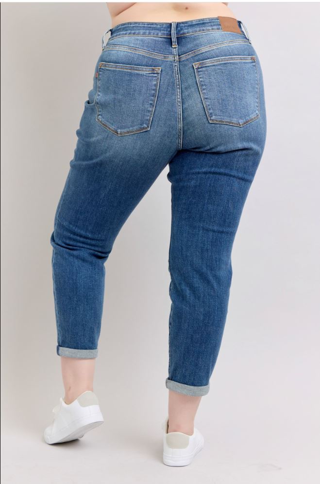 Plus Vintage Wash Boyfriend Jeans