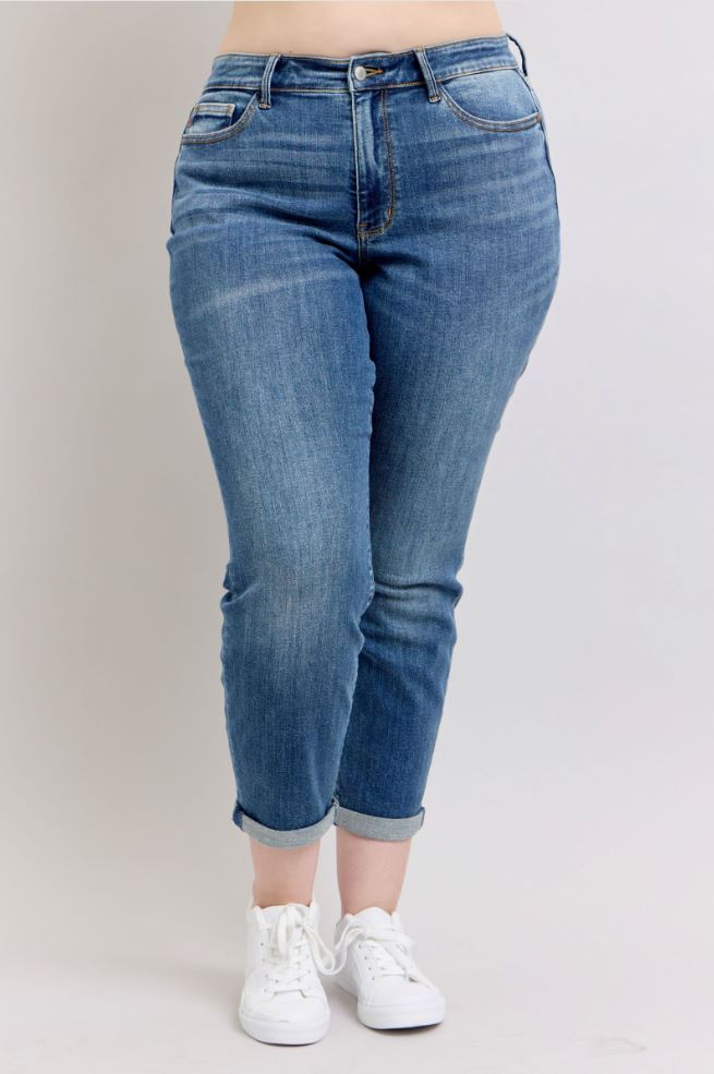 Plus Vintage Wash Boyfriend Jeans