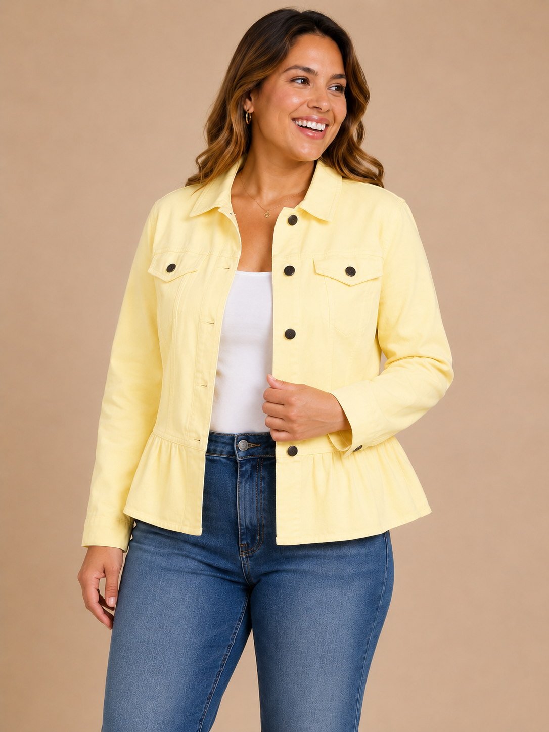 Lemon Yellow Peplum Jacket for Women