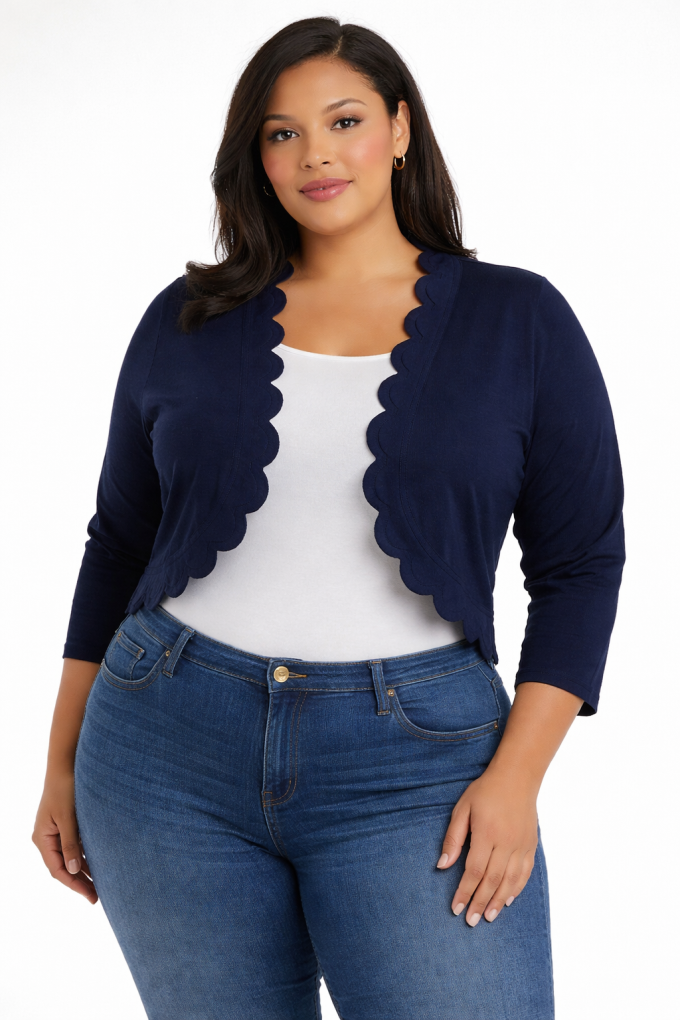 Women's Cropped Scalloped Edge Shrug