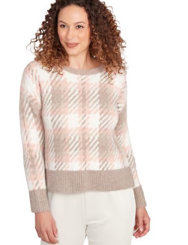 Hadley Neutral Plaid Sweater with Subtle Gold Lurex