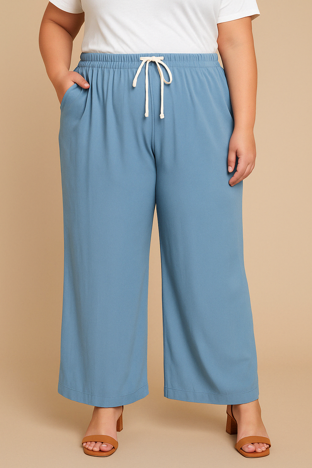 Plus Size/Mid Size Chambray Beachy Pants