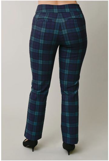 Tessa Millennium Pant – Navy Tartan Straight Leg Pants with Pockets