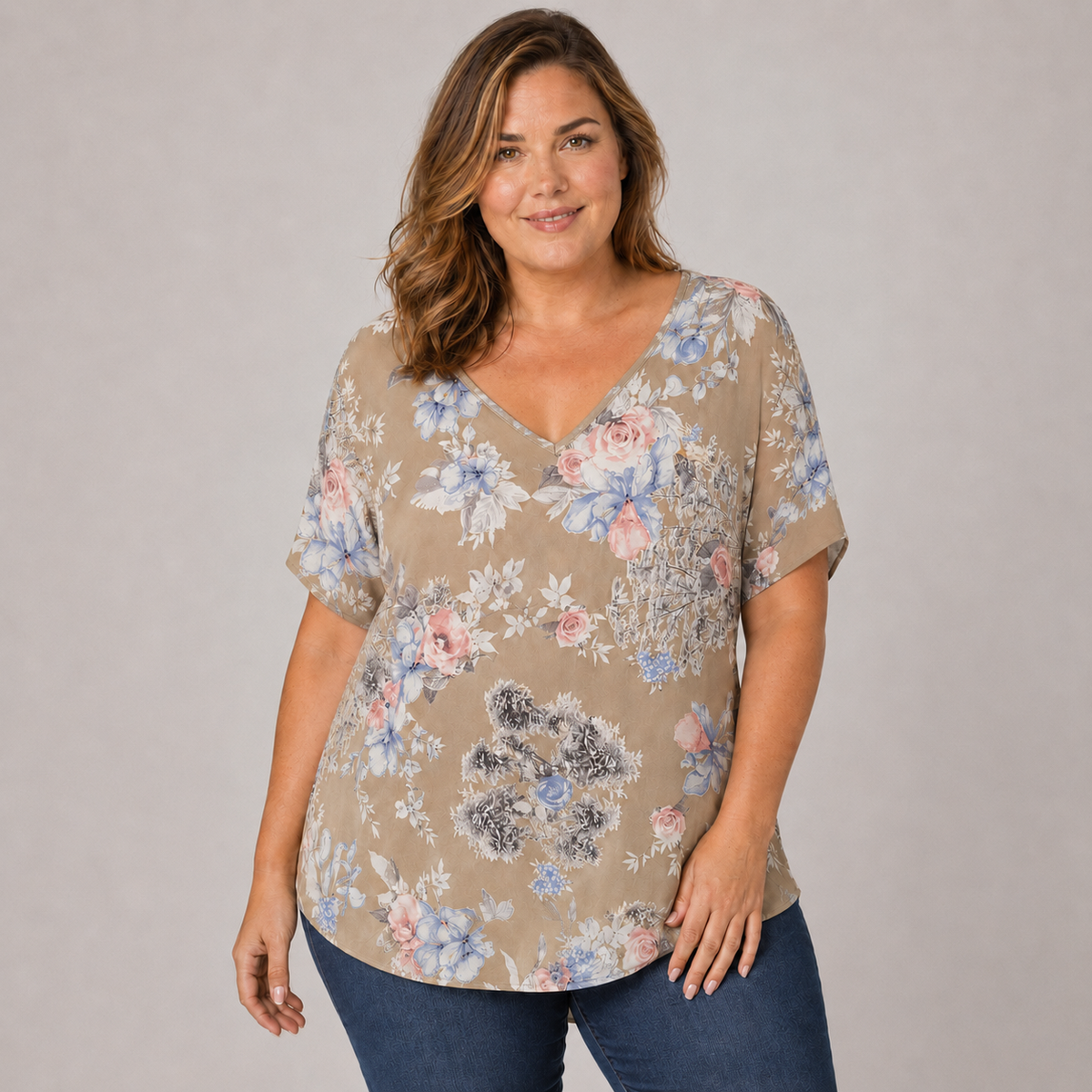 Soft Bloom Floral V-Neck Top