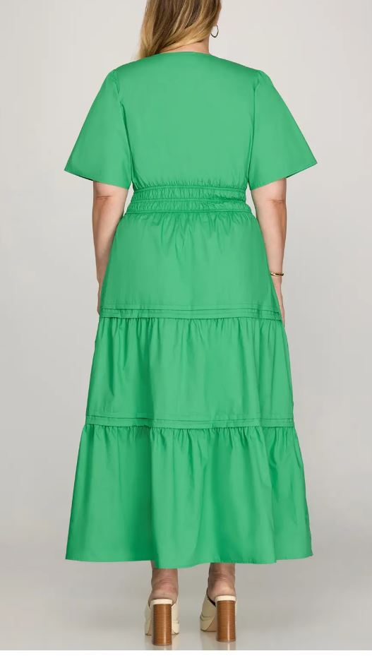Tiered Midi Dress with Sleeves