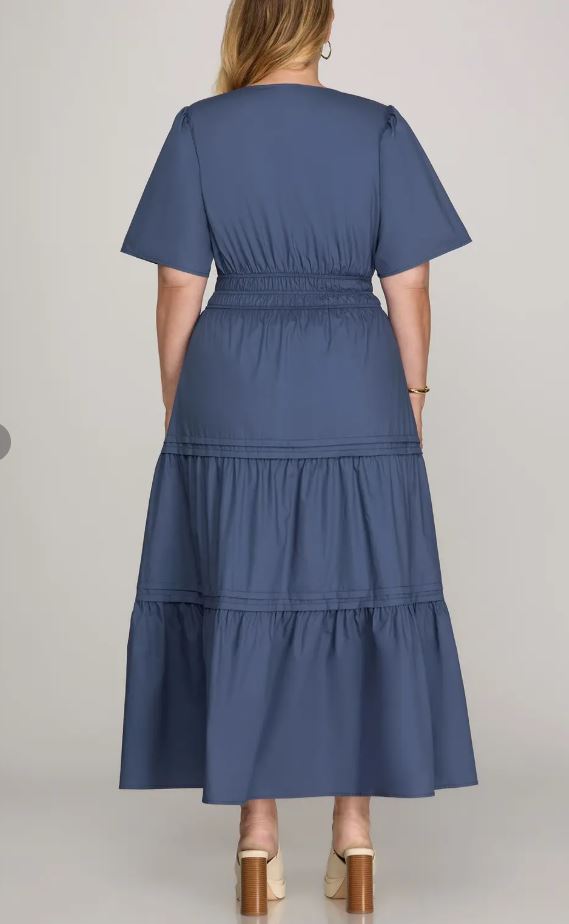 Tiered Midi Dress with Sleeves