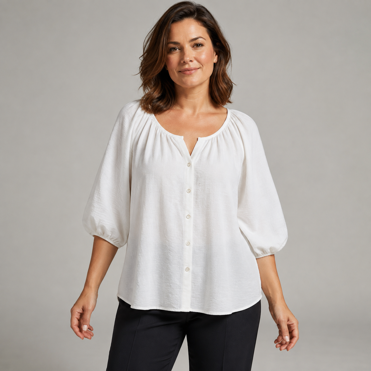 White Airflow Button Front Blouse