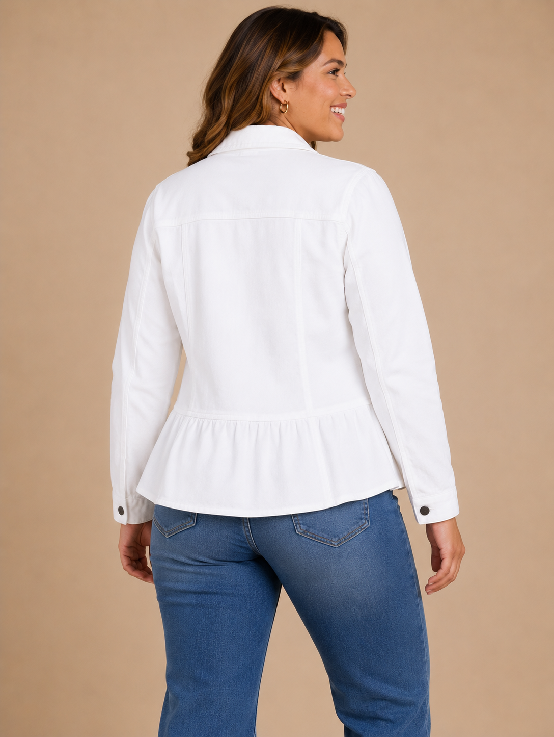 White Peplum Jacket for Women