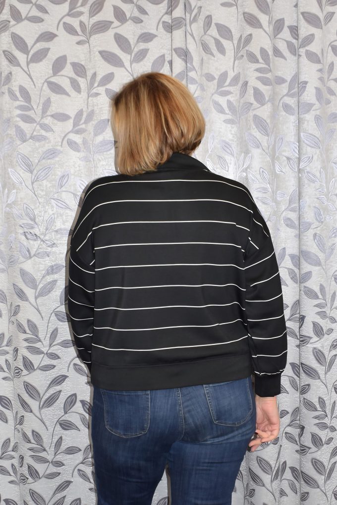 Plus Black Stripe Quarter Zip Top