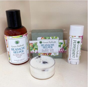 Headache Helper Gift Set – Peppermint, Eucalyptus & Lavender Relief | Handmade Self-Care Kit from Michigan