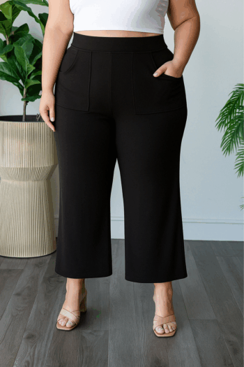 plus size navy cropped pants