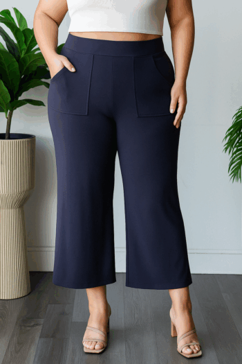 plus size navy cropped pants