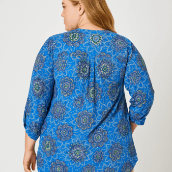 blue medalion print top