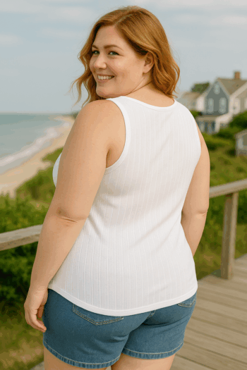 plus size white ribbed tank top